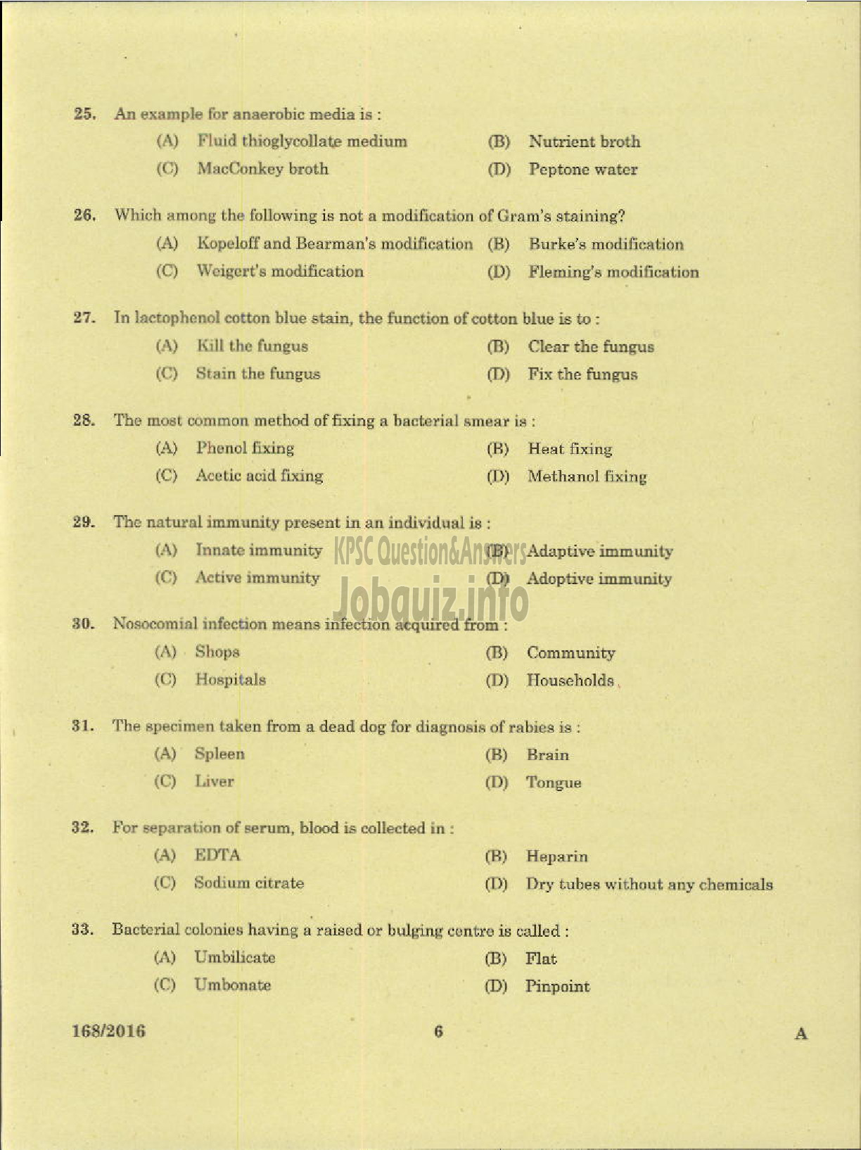 LABORATORY TECHNICIAN GR II LABORATORY ASSISTANT GR II ANIMAL HUSBANDRY :  page 3 - Kerala PSC Question Paper