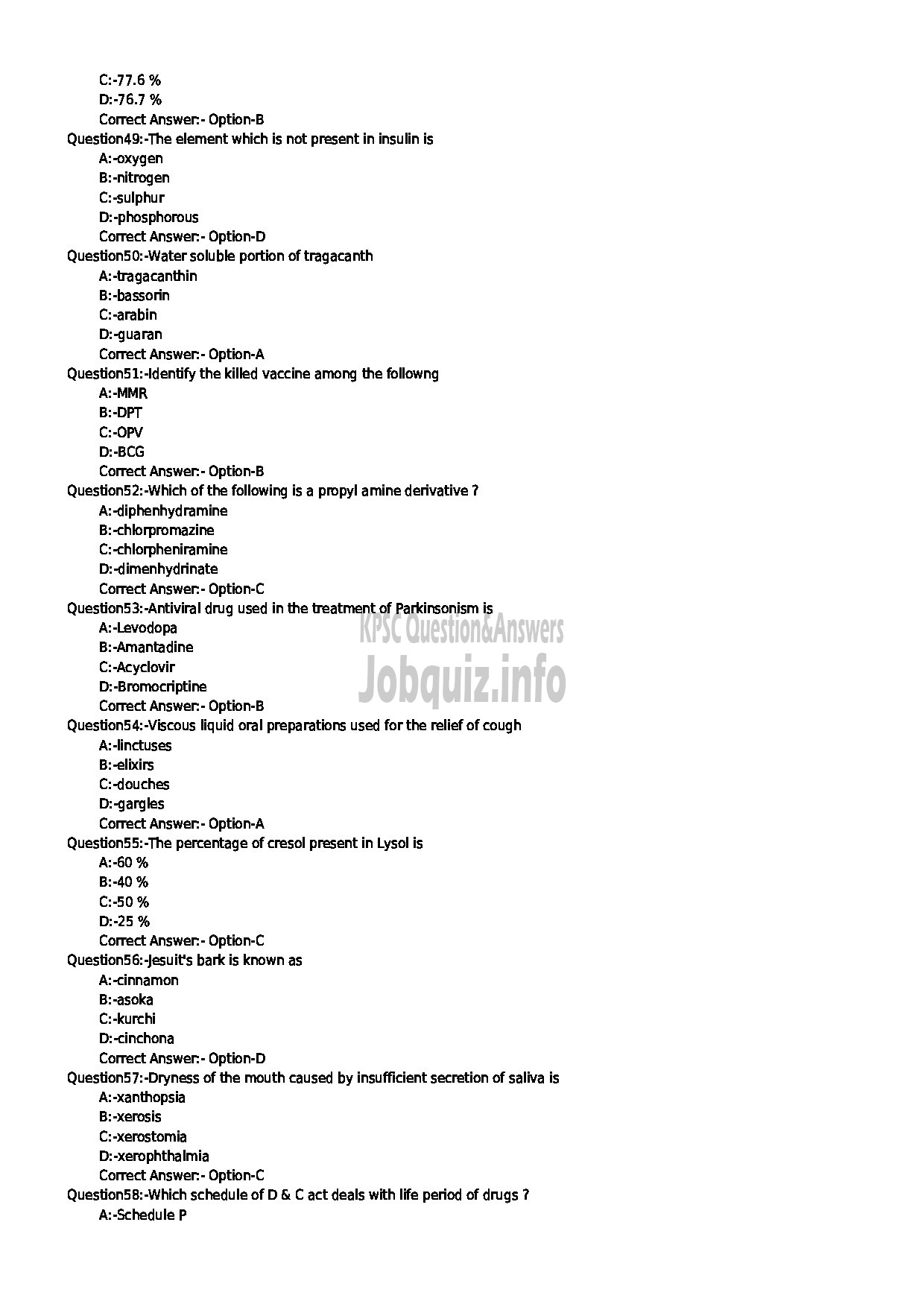 Kerala PSC Question Paper - LABORATORY TECHNICIAN GR II PHARMACY MEDICAL EDUCATION-6