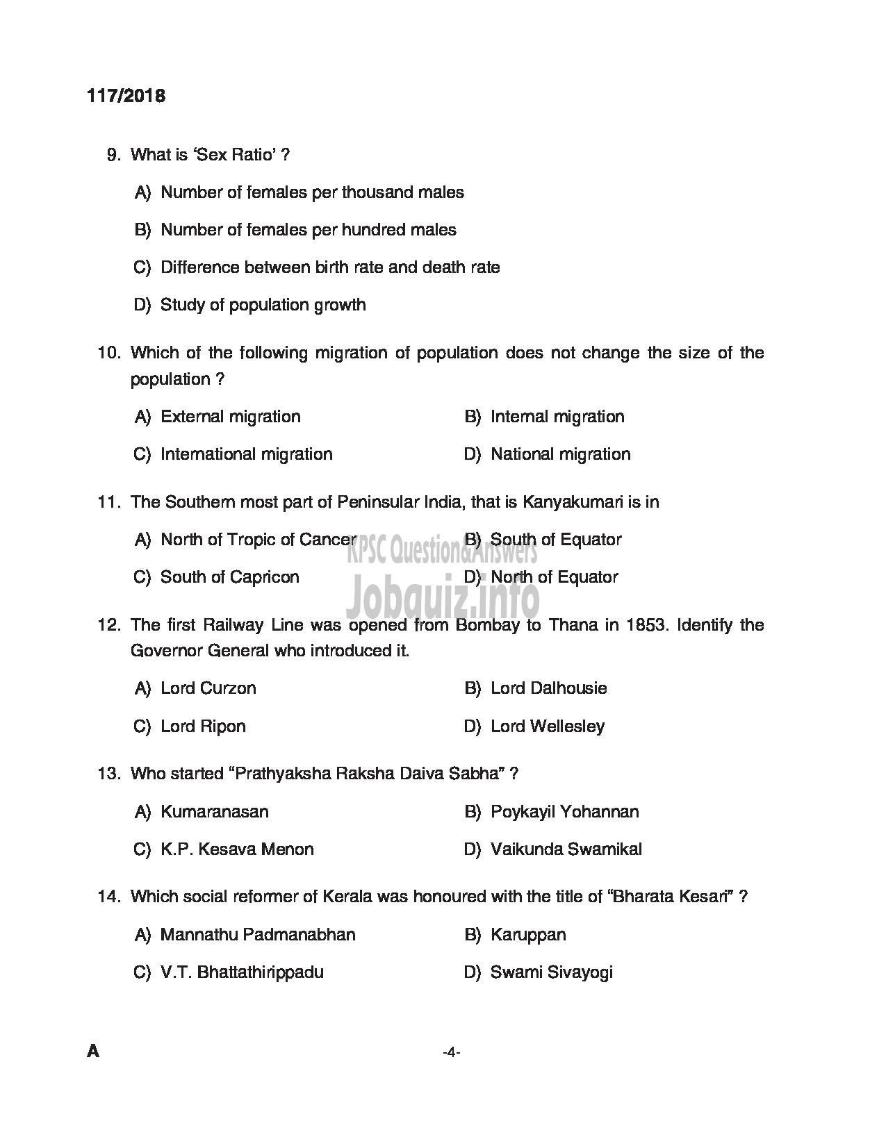 Kerala PSC Question Paper - LABORATORY TECHNICIAN KERALA DAIRY DEVELOPMENT-4