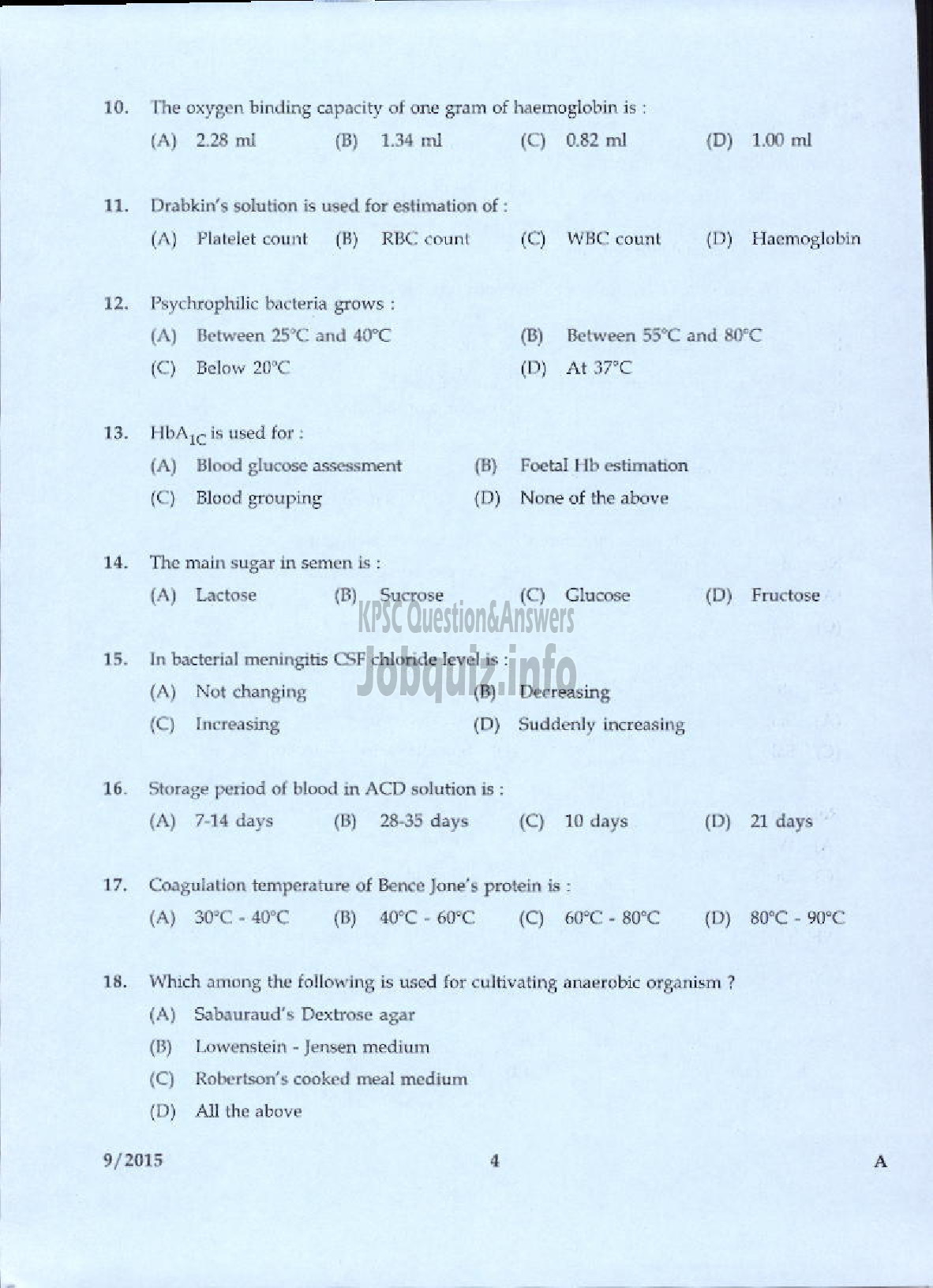 Kerala PSC Question Paper - LAB ATTENDER HOMOEOPATHY-2