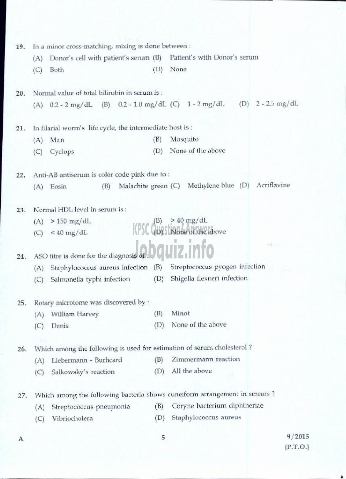 Kerala PSC Question Paper - LAB ATTENDER HOMOEOPATHY-3