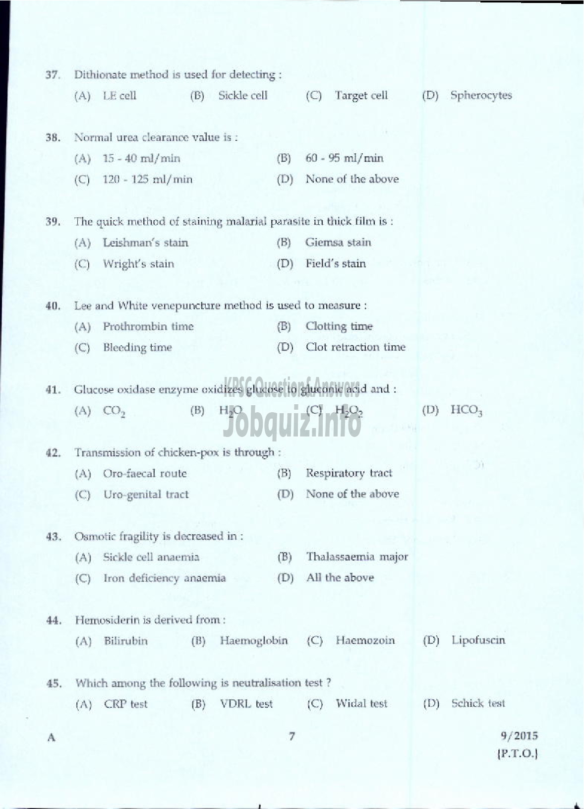 Kerala PSC Question Paper - LAB ATTENDER HOMOEOPATHY-5