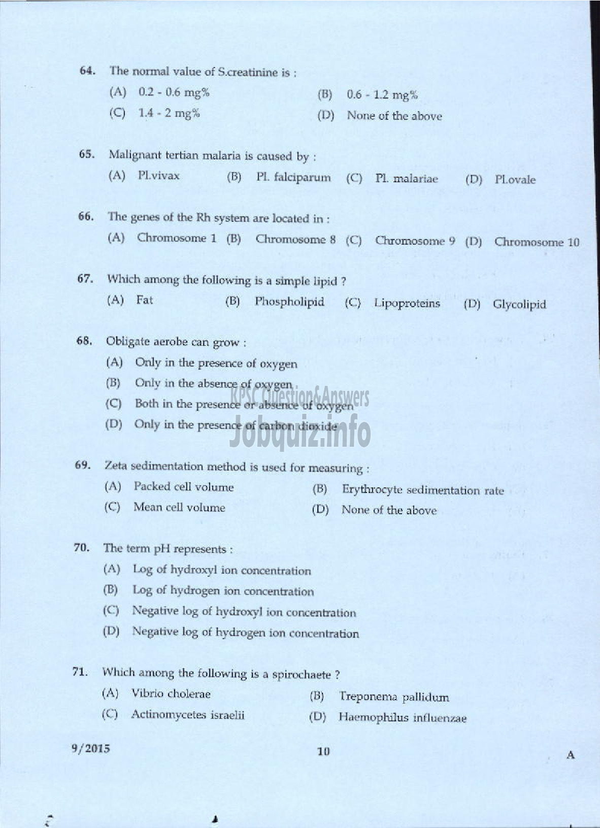 Kerala PSC Question Paper - LAB ATTENDER HOMOEOPATHY-8