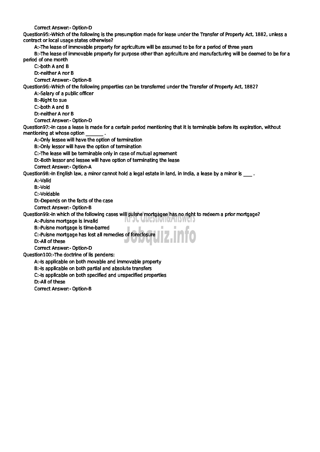 Kerala PSC Question Paper - LAW OFFICER (PART I / PART II) KERALA STATE CO OPERATIVE BANK LTD-11