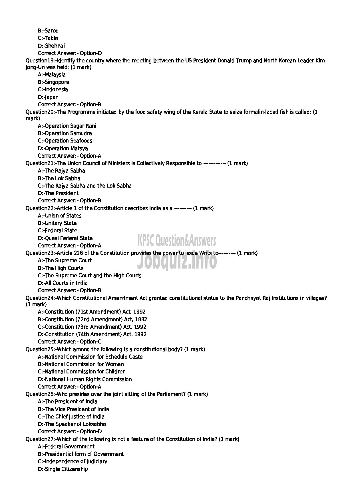Kerala PSC Question Paper - LAW OFFICER (PART I / PART II) KERALA STATE CO OPERATIVE BANK LTD-3