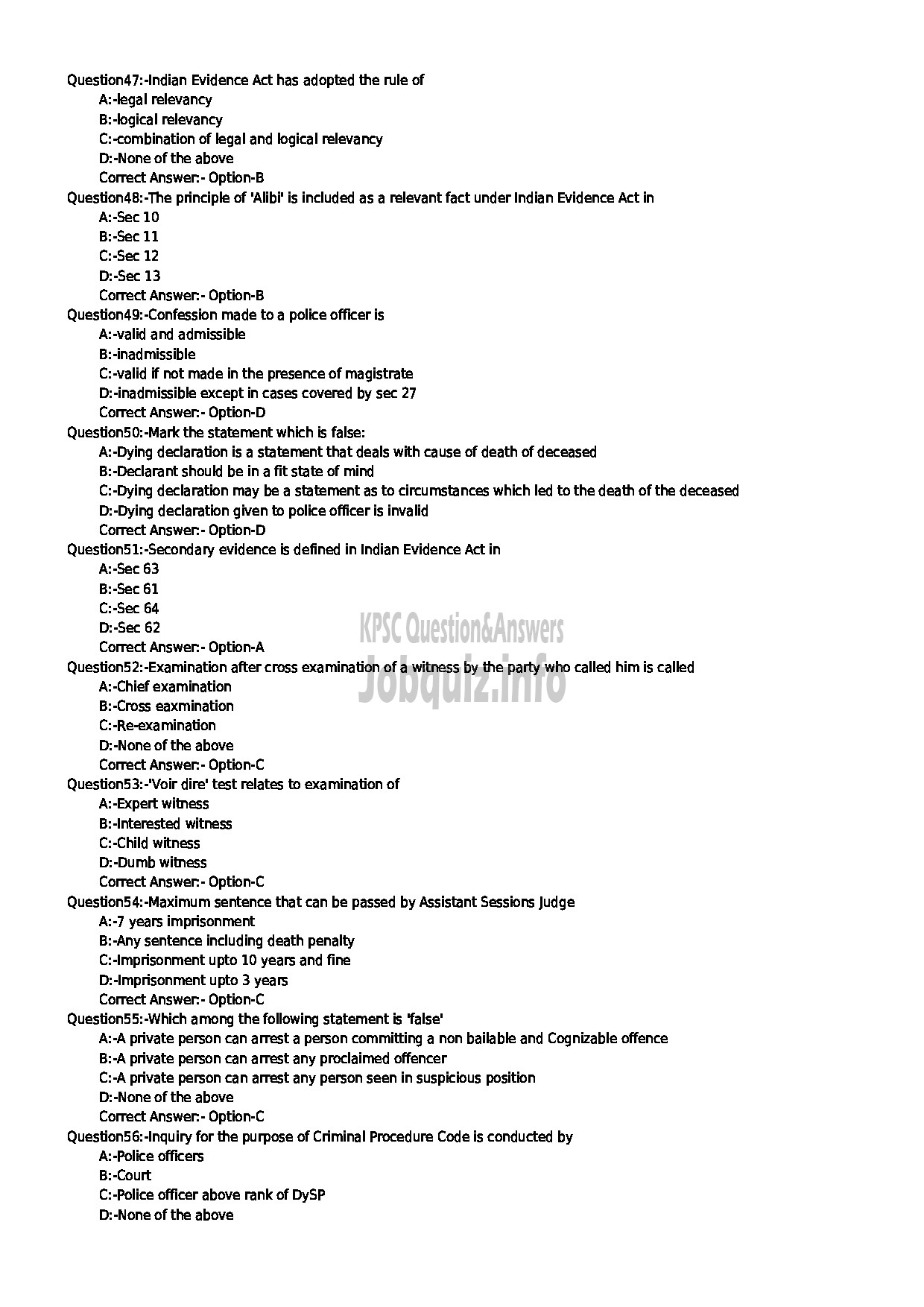 Kerala PSC Question Paper - LAW OFFICER (PART I / PART II) KERALA STATE CO OPERATIVE BANK LTD-6
