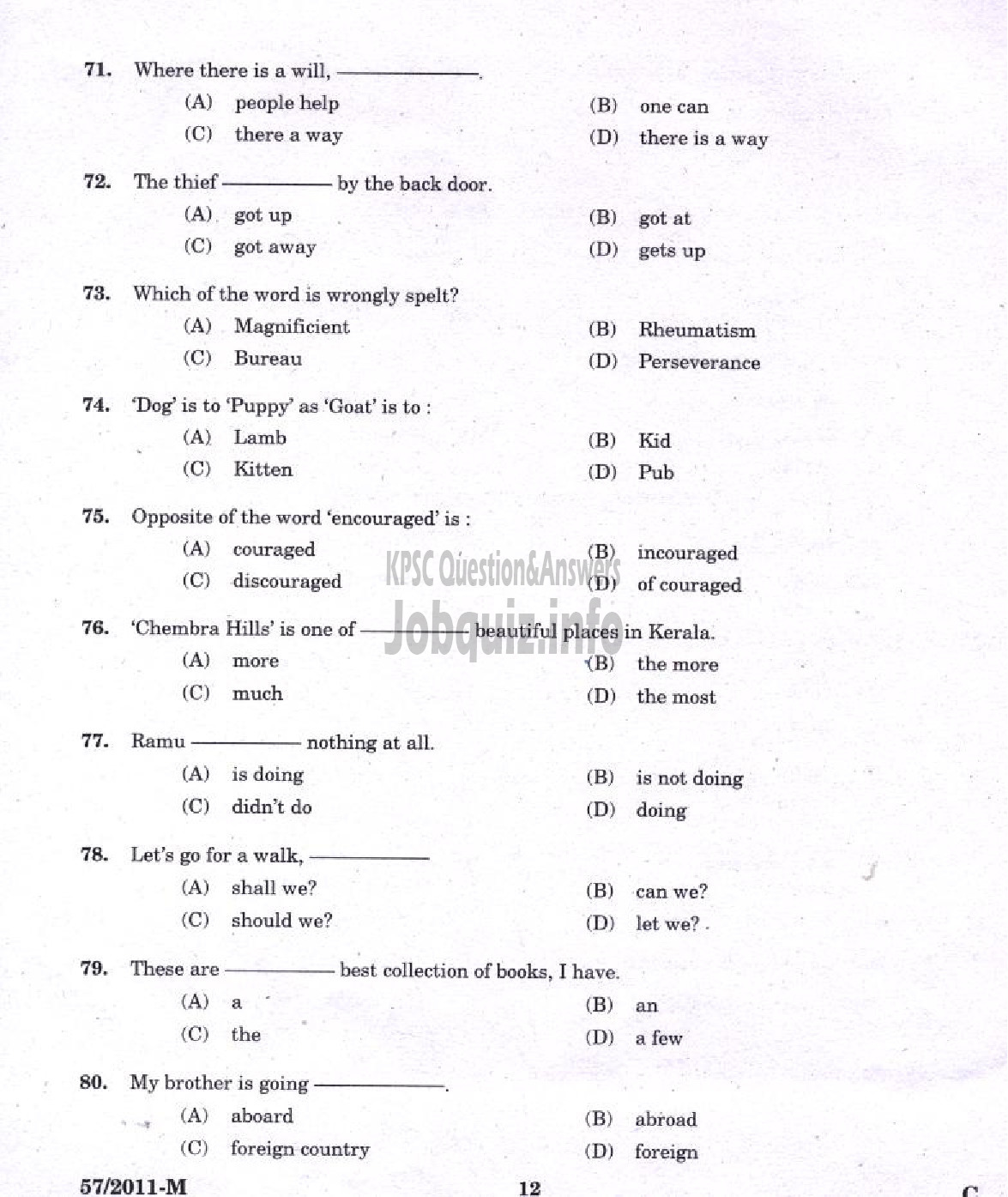 Kerala PSC Question Paper - LDC 2011 ERNAKULAM DISTRICT ( Malayalam ) -9