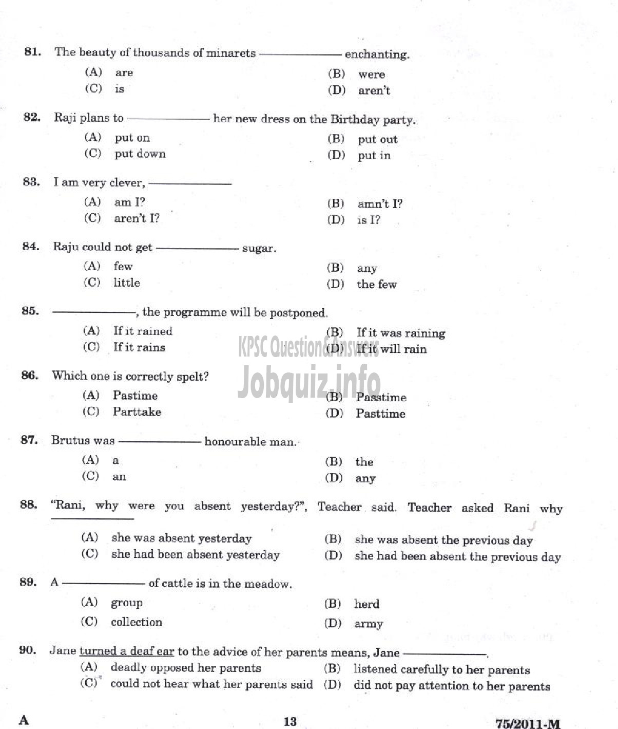Kerala PSC Question Paper - LDC 2011 IDUKKI DISTRICT ( Malayalam ) -11