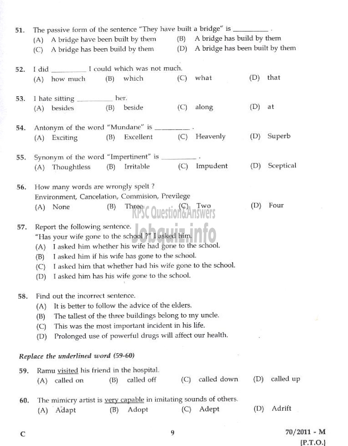 Kerala PSC Question Paper - LDC 2011 PALAKKAD DISTRICT ( Malayalam ) -7
