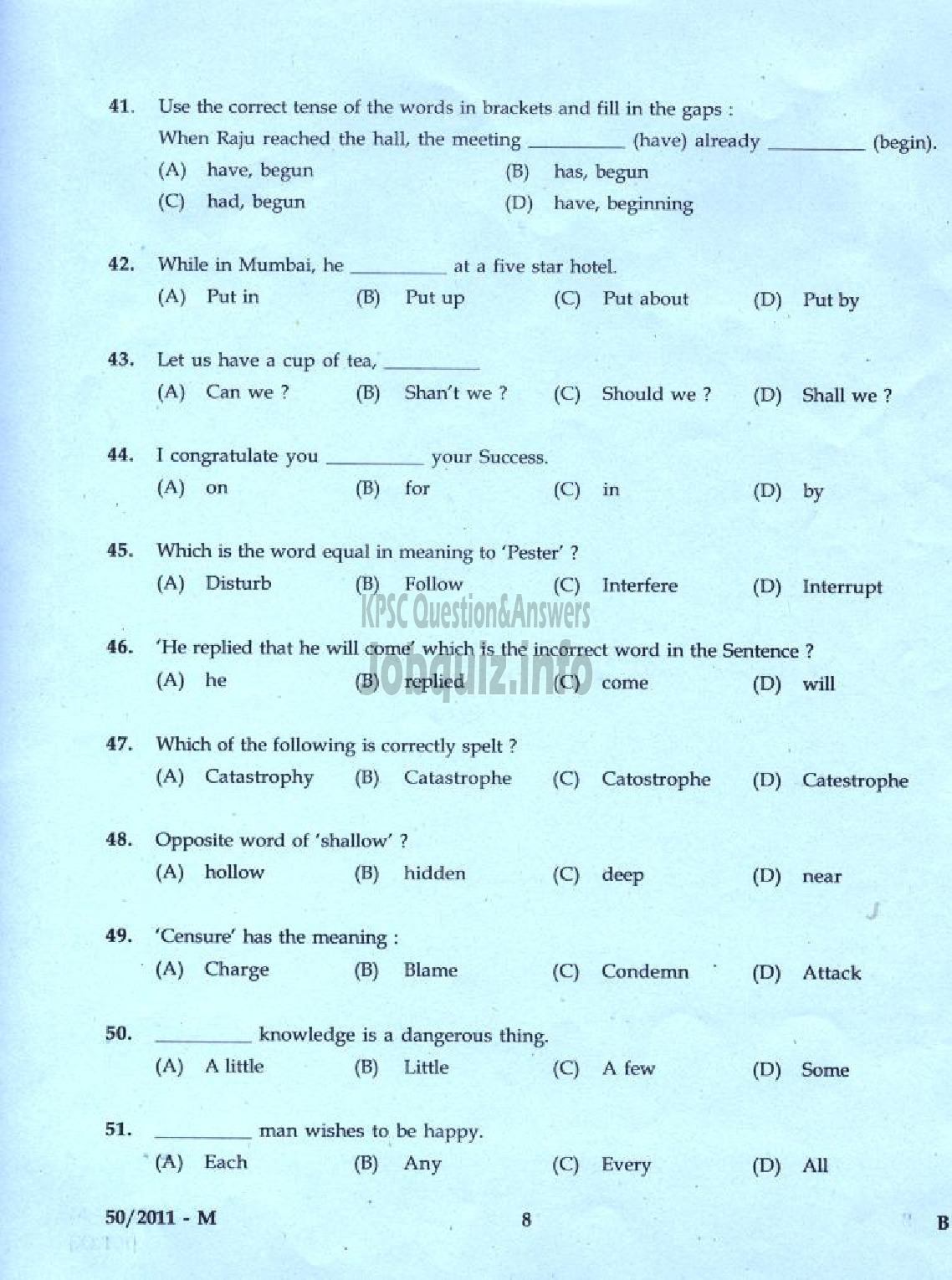 Kerala PSC Question Paper - LDC 2011 PATHANAMTHITTA DISTRICT ( Malayalam ) -6