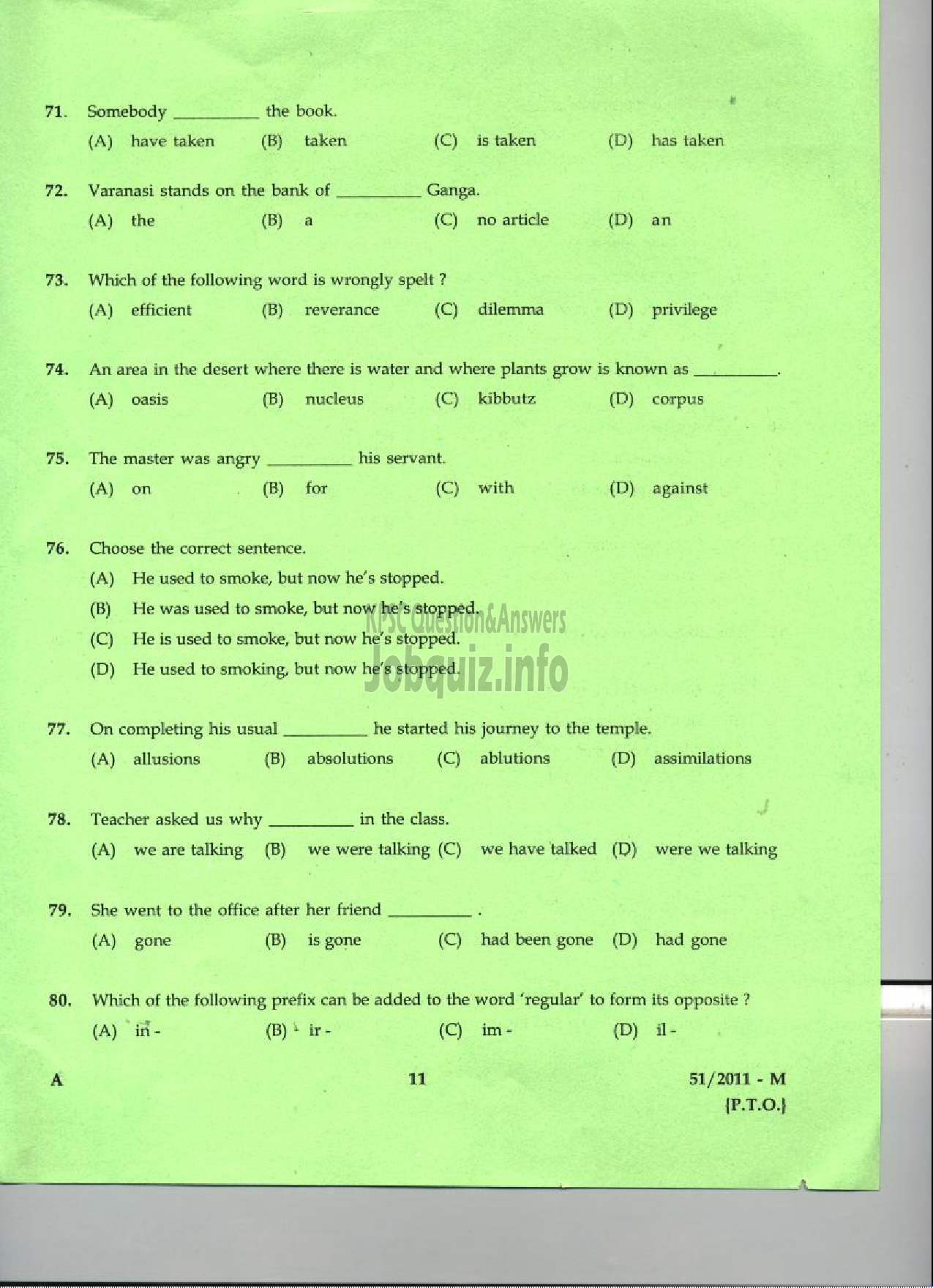 Kerala PSC Question Paper - LDC 2011 THRISSUR DISTRICT ( Malayalam ) -9