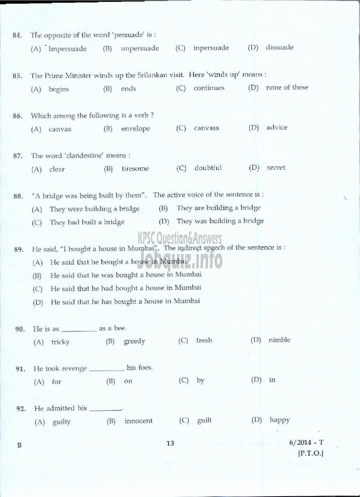 Kerala PSC Question Paper - LDC VARIOUS 2014 ALAPPUZHA ( Tamil )-11