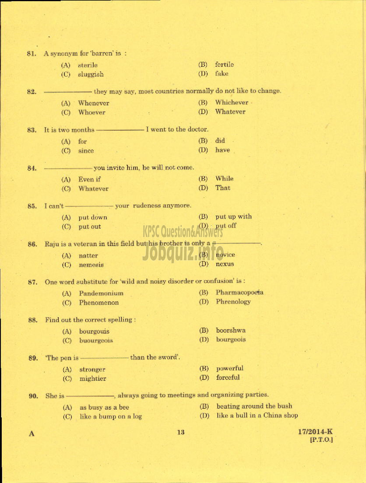 Kerala PSC Question Paper - LDC VARIOUS 2014 PALAKKAD ( Kannada )-11