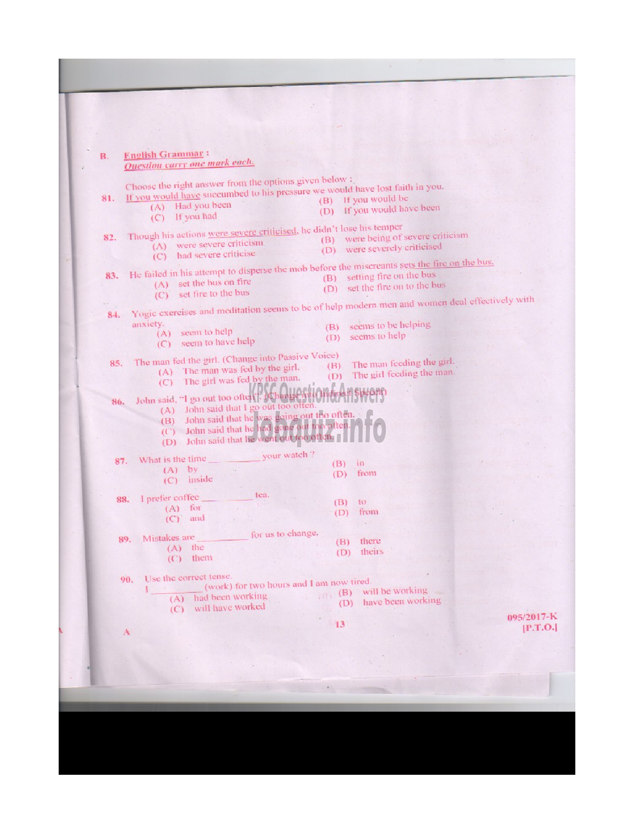 Kerala PSC Question Paper - LDC VARIOUS KOTTAYAM AND WAYANAD KANNADA-12