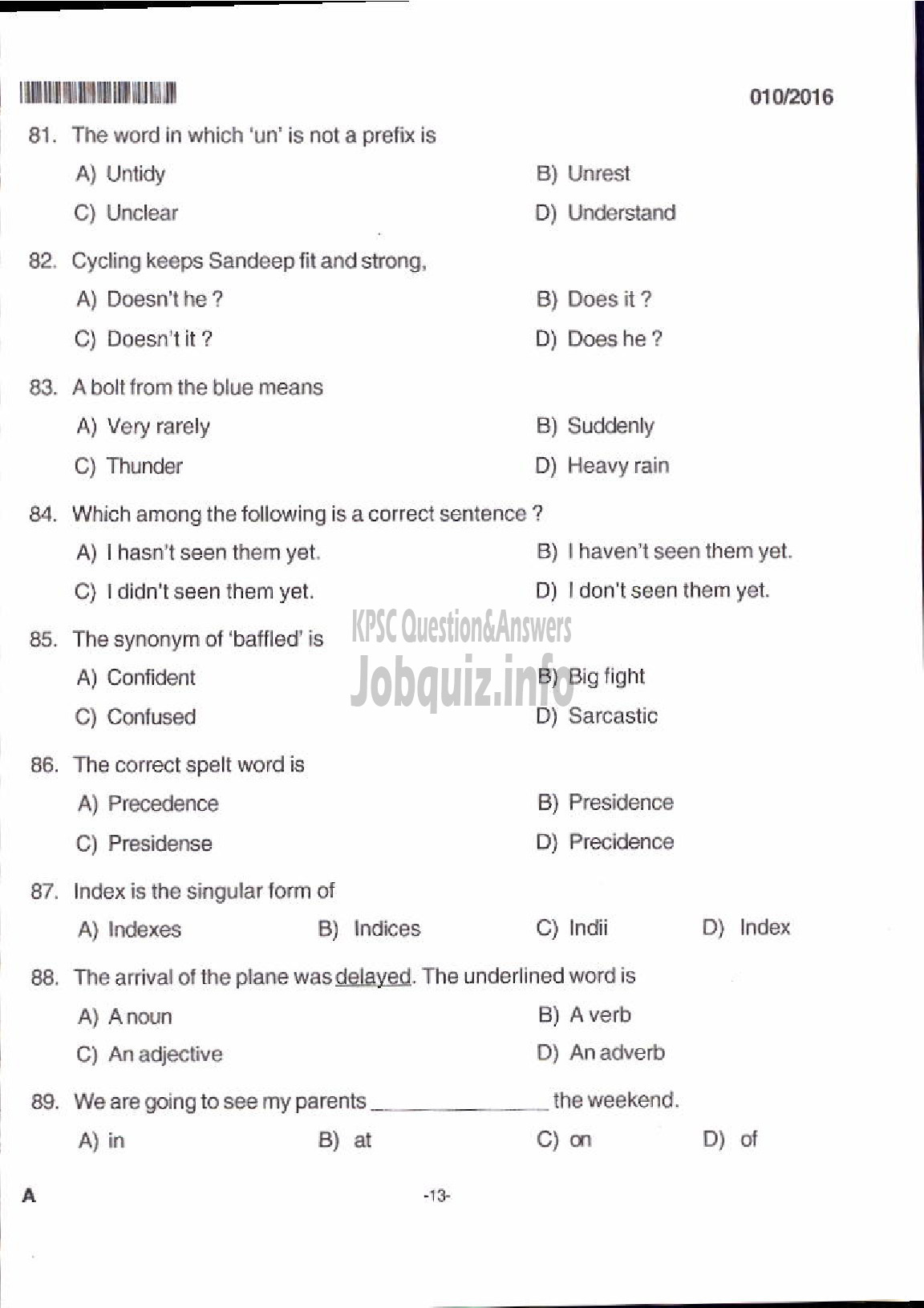 Kerala PSC Question Paper - LD CLERK TAMIL AND MALAYALAM KNOWING VARIOUS-11