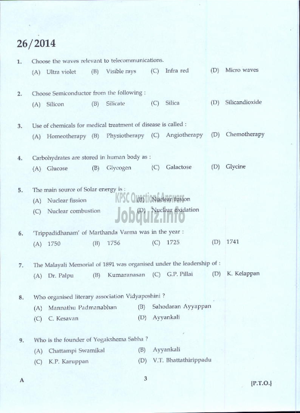 Kerala PSC Question Paper - LD TYPIST SR FOR SC/ST KELPAM JUNIOR STENO TYPIST KMML-1