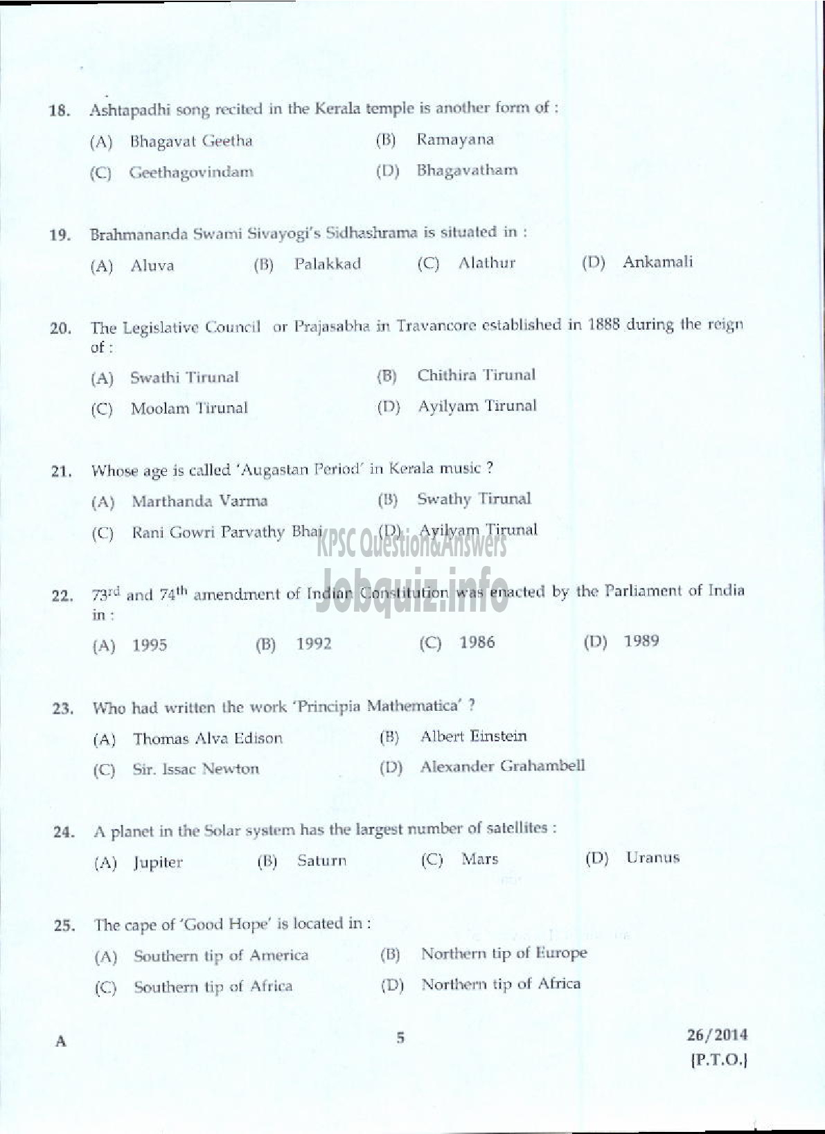 Kerala PSC Question Paper - LD TYPIST SR FOR SC/ST KELPAM JUNIOR STENO TYPIST KMML-3