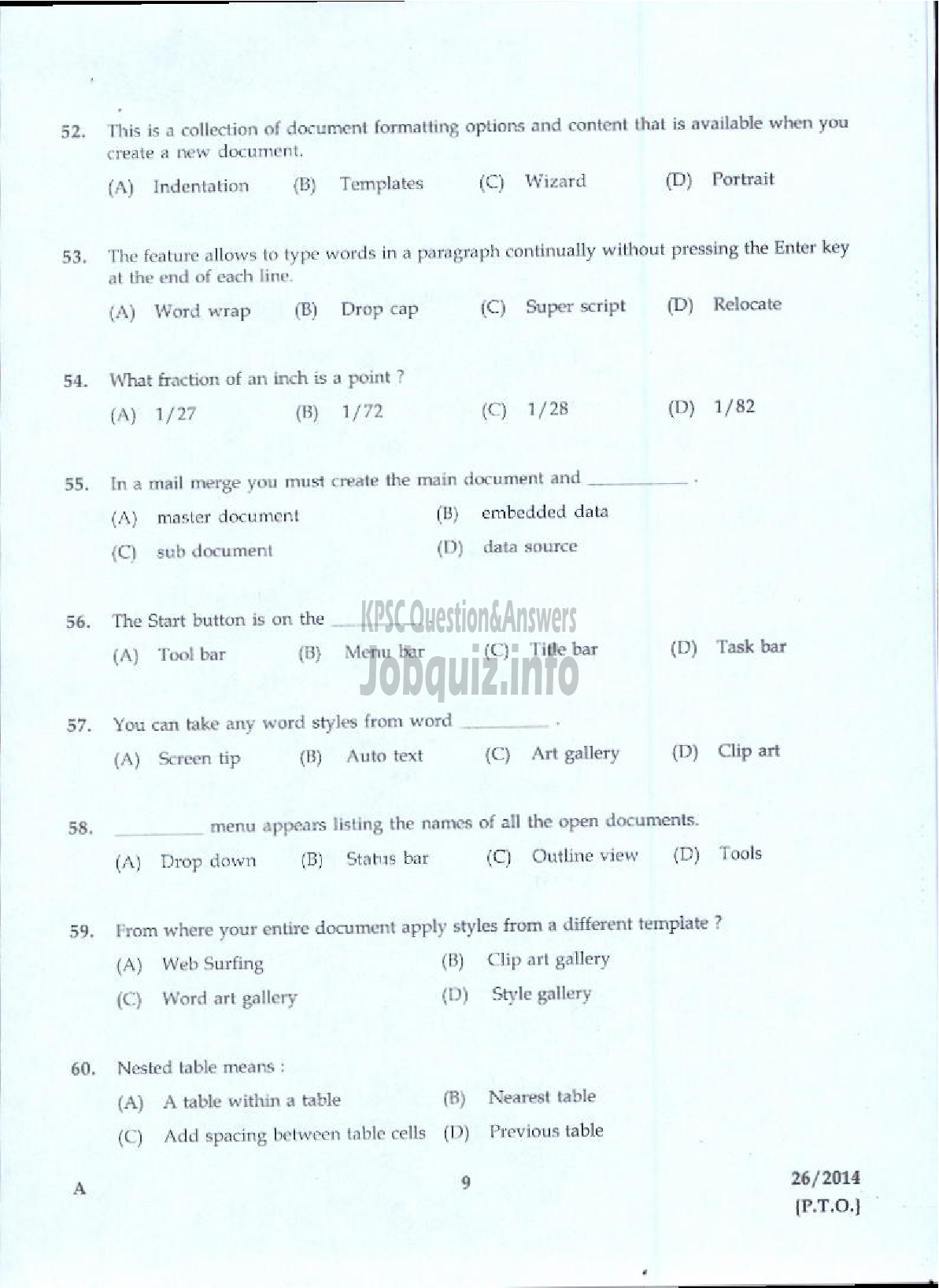 Kerala PSC Question Paper - LD TYPIST SR FOR SC/ST KELPAM JUNIOR STENO TYPIST KMML-7