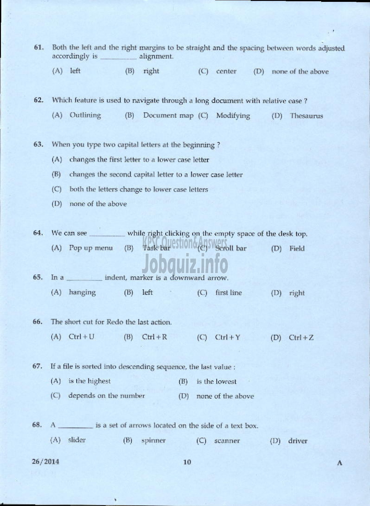 Kerala PSC Question Paper - LD TYPIST SR FOR SC/ST KELPAM JUNIOR STENO TYPIST KMML-8