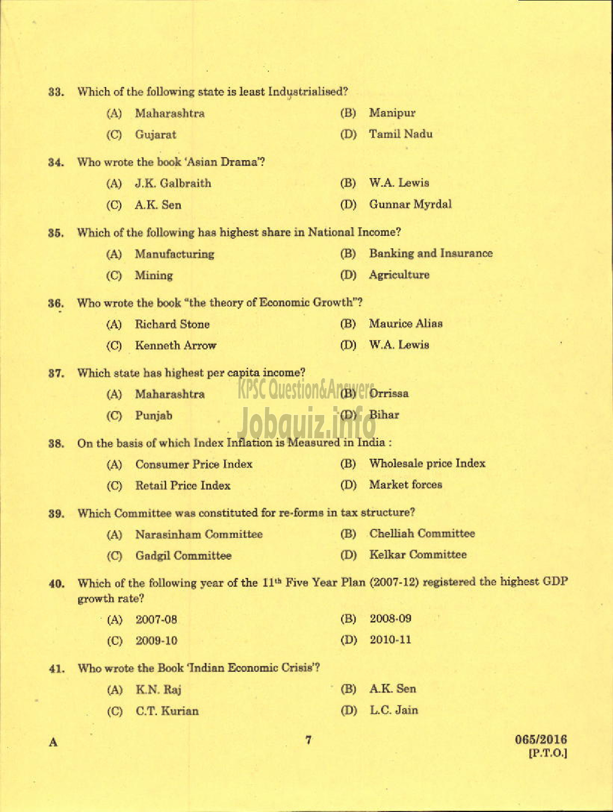 Kerala PSC Question Paper - LECTURER GR I I RURAL ECONOMICS RURAL DEVELOPMENT LECTURER GR I I RURAL ECONOMICS RURAL DEVELOPMENT-5