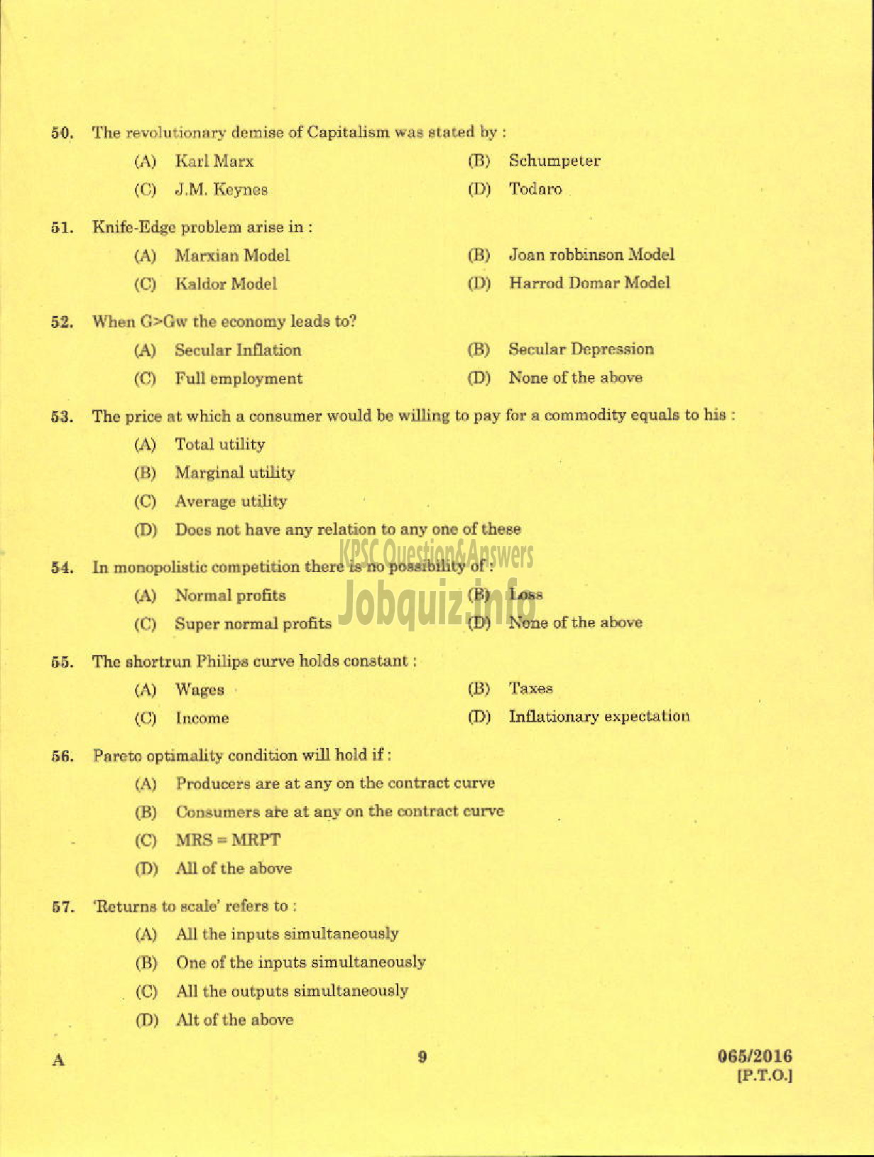 Kerala PSC Question Paper - LECTURER GR I I RURAL ECONOMICS RURAL DEVELOPMENT LECTURER GR I I RURAL ECONOMICS RURAL DEVELOPMENT-7