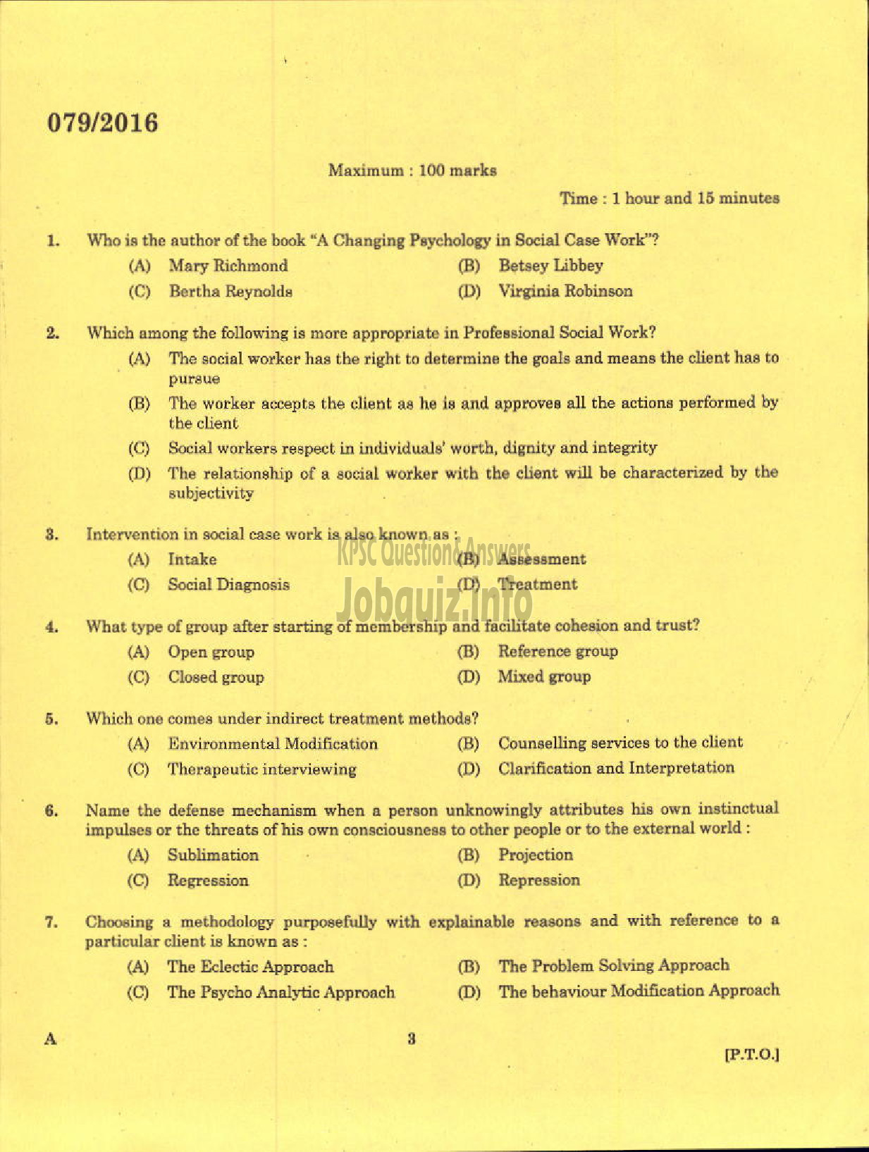 Kerala PSC Question Paper - LECTURER GR I I SOCIAL EDUCATION RURAL DEVELOPMENT-1