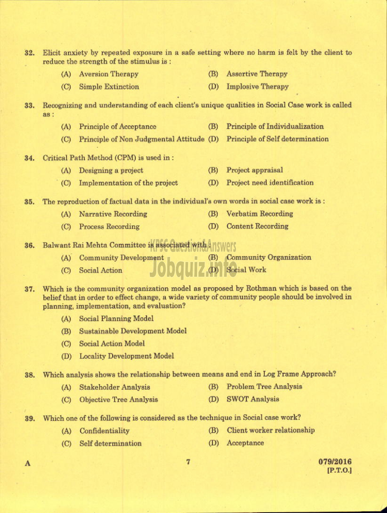 Kerala PSC Question Paper - LECTURER GR I I SOCIAL EDUCATION RURAL DEVELOPMENT-5