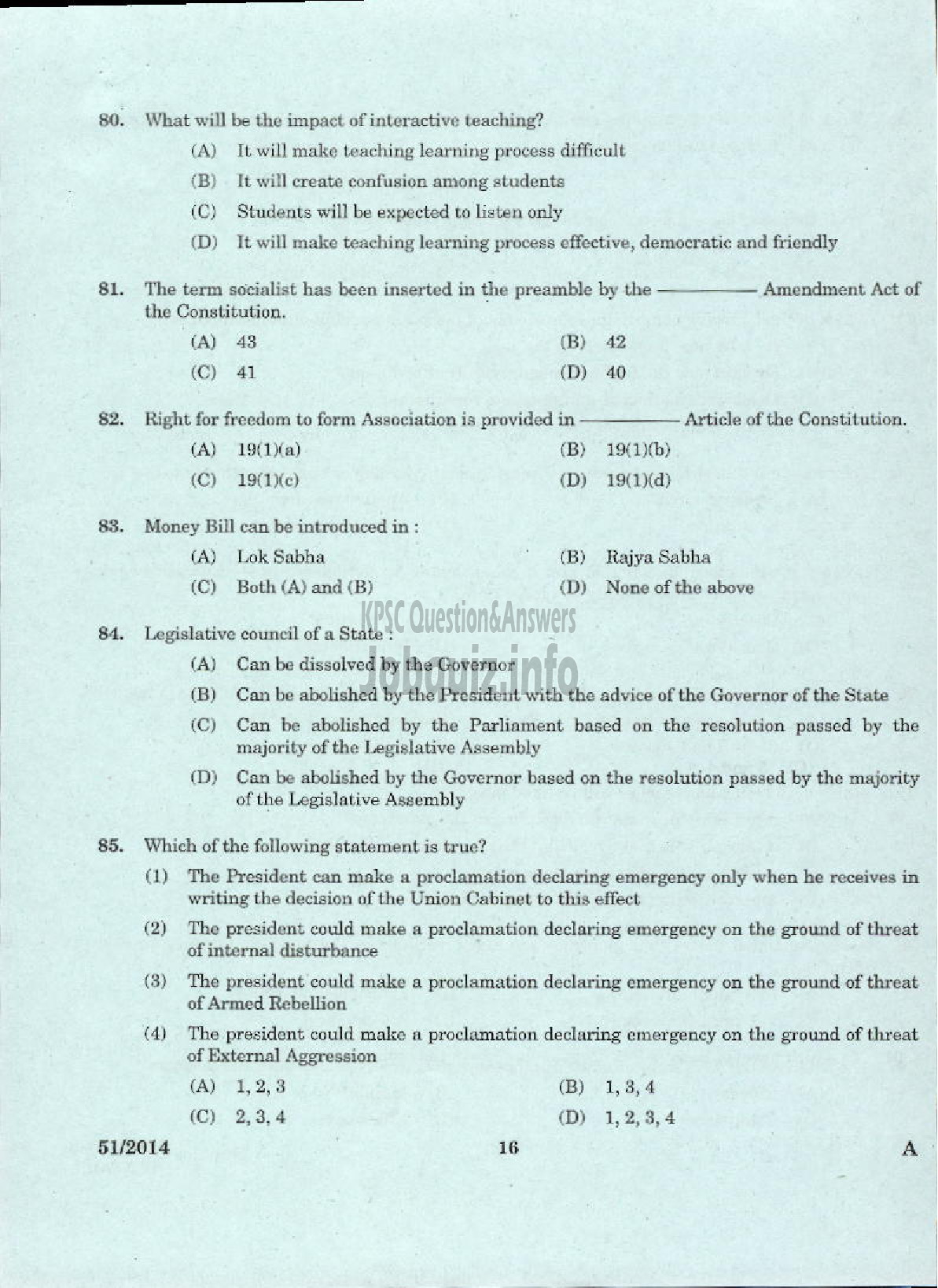 Kerala PSC Question Paper - LECTURER IN ARABIC KERALA COLLEGIATE EDUCATION-14