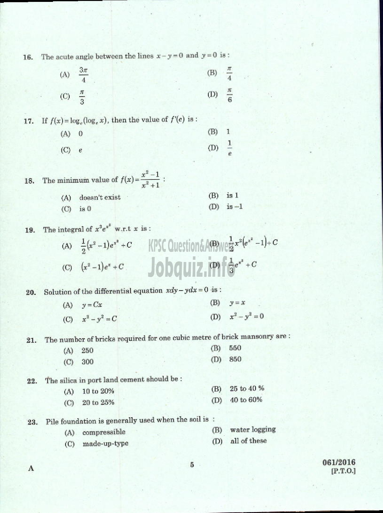 Kerala PSC Question Paper - LECTURER IN AUTOMOBILE ENGINEERING POLYTECHNICS TECHNICAL EDUCATION-3