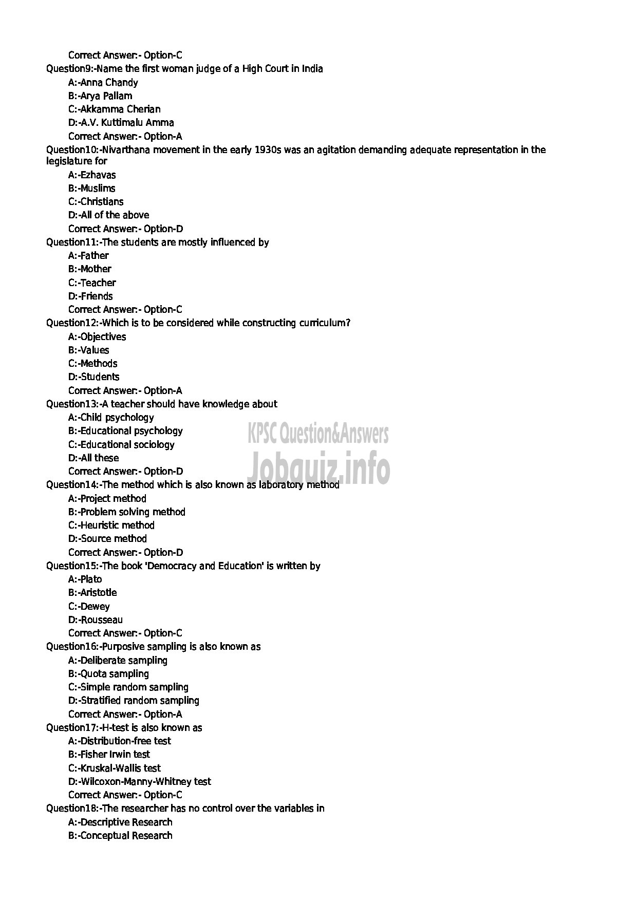 Kerala PSC Question Paper - LECTURER IN BIOCHEMISTRY COLLEGIATE EDUCATION-2