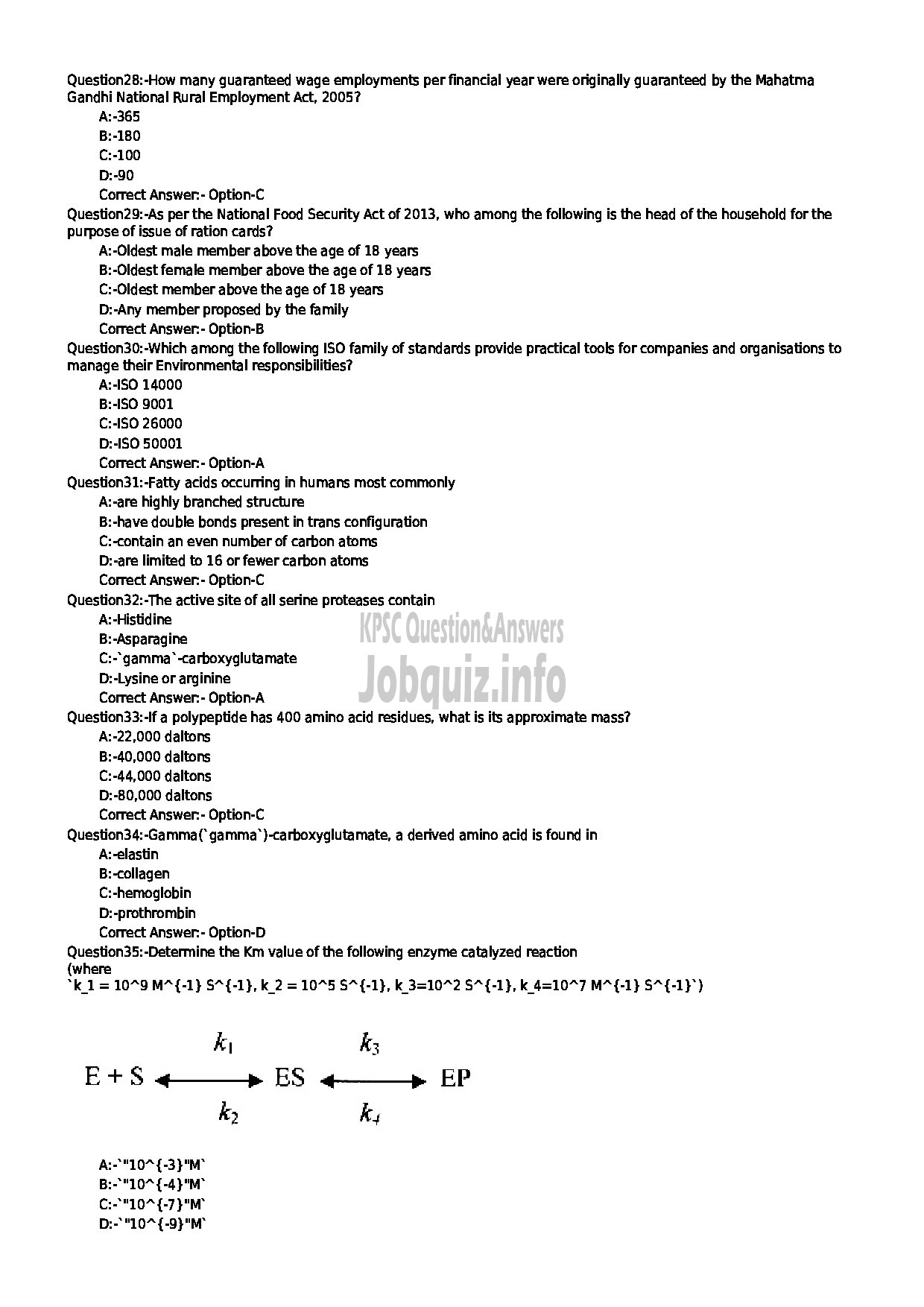 Kerala PSC Question Paper - LECTURER IN BIOCHEMISTRY COLLEGIATE EDUCATION-4