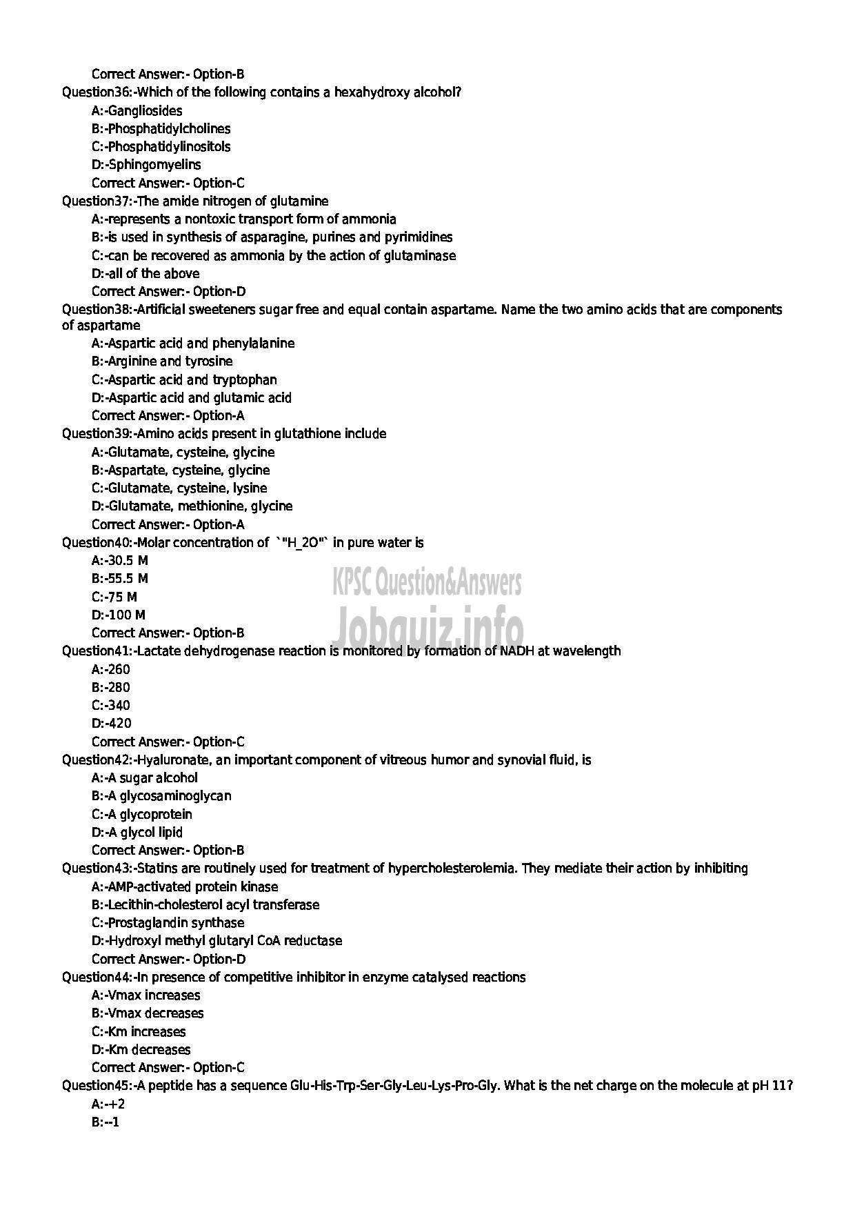 Kerala PSC Question Paper - LECTURER IN BIOCHEMISTRY COLLEGIATE EDUCATION-5