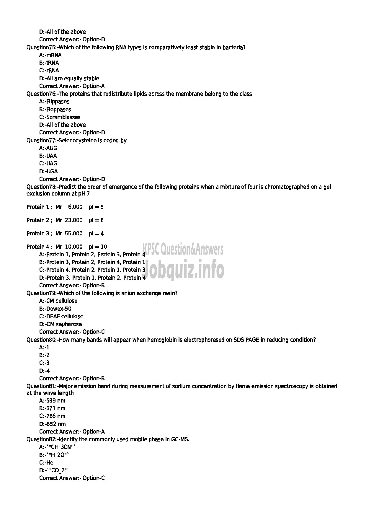 Kerala PSC Question Paper - LECTURER IN BIOCHEMISTRY COLLEGIATE EDUCATION-9