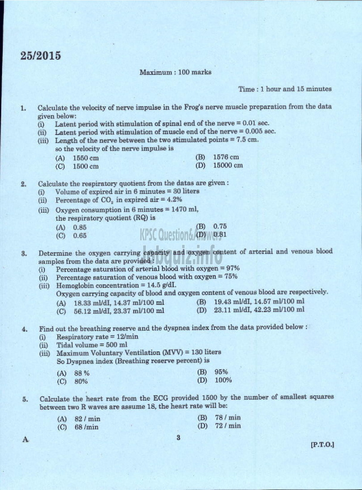 Kerala PSC Question Paper - LECTURER IN BIOMEDICAL ENGINEERING POLYTECHNICS TECHNICAL EDUCATION-1