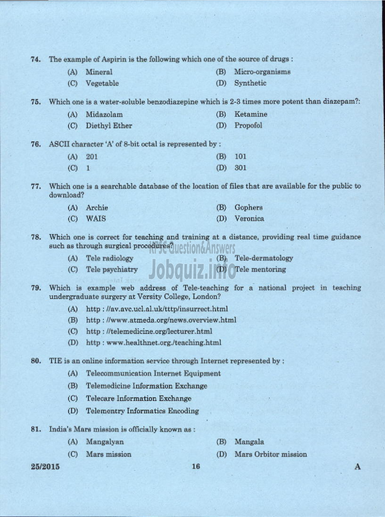 Kerala PSC Question Paper - LECTURER IN BIOMEDICAL ENGINEERING POLYTECHNICS TECHNICAL EDUCATION-14