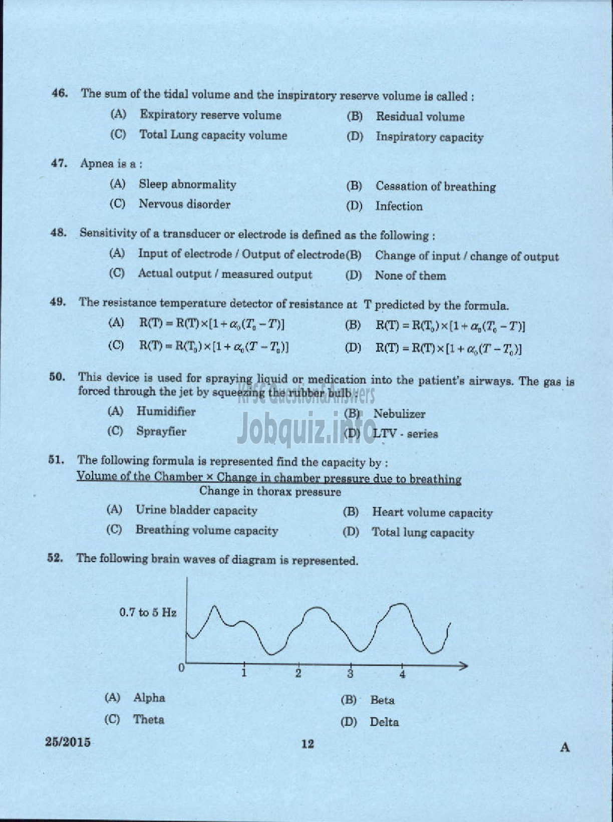 Kerala PSC Question Paper - LECTURER IN BIOMEDICAL ENGINEERING POLYTECHNICS TECHNICAL EDUCATION-10