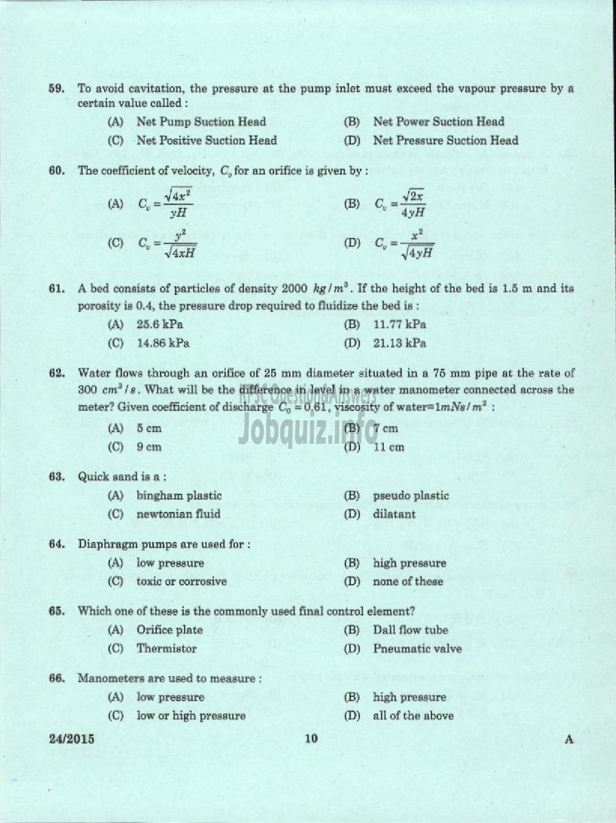 Kerala PSC Question Paper - LECTURER IN CHEMICAL ENGINEERING POLYTECHNICS KERALA TECHNICAL EDUCATION-8