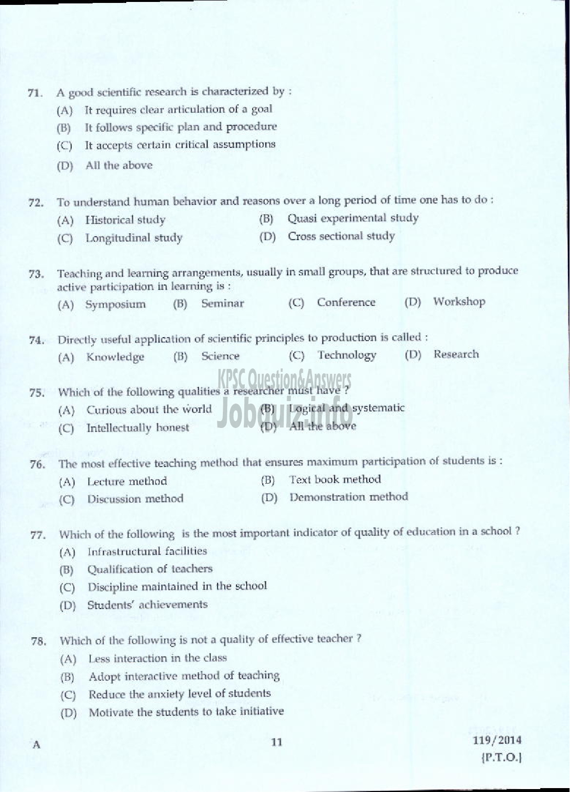 Kerala PSC Question Paper - LECTURER IN CHEMISTRY KERALA COLLEGIATE EDUCATION-9