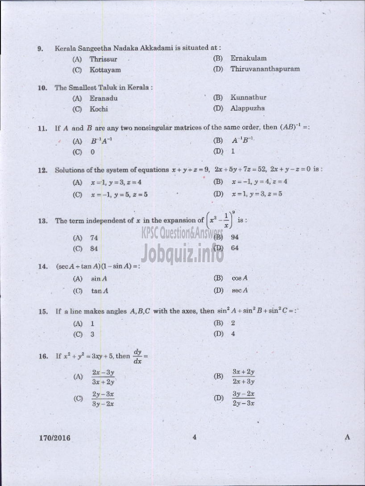 Kerala PSC Question Paper - LECTURER IN CIVIL ENGINEERING GOVT POLYTECHNICS TECHNICAL EDUCATION-2