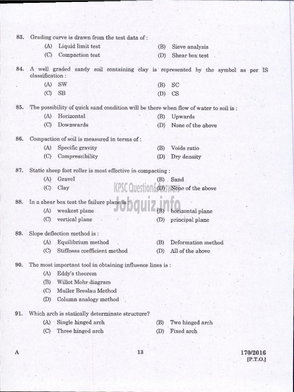 Kerala PSC Question Paper - LECTURER IN CIVIL ENGINEERING GOVT POLYTECHNICS TECHNICAL EDUCATION-11