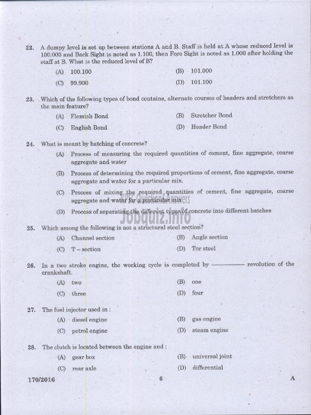Kerala PSC Question Paper - LECTURER IN CIVIL ENGINEERING GOVT POLYTECHNICS TECHNICAL EDUCATION-4