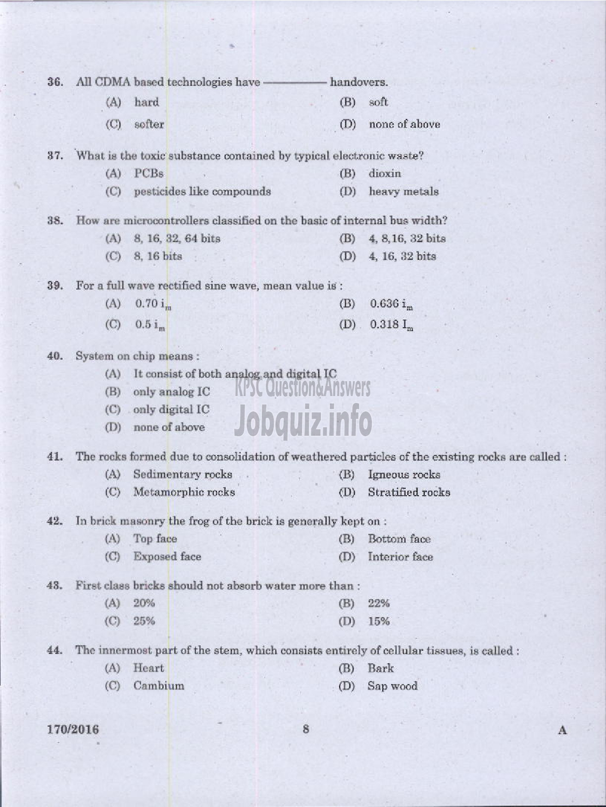 Kerala PSC Question Paper - LECTURER IN CIVIL ENGINEERING GOVT POLYTECHNICS TECHNICAL EDUCATION-6