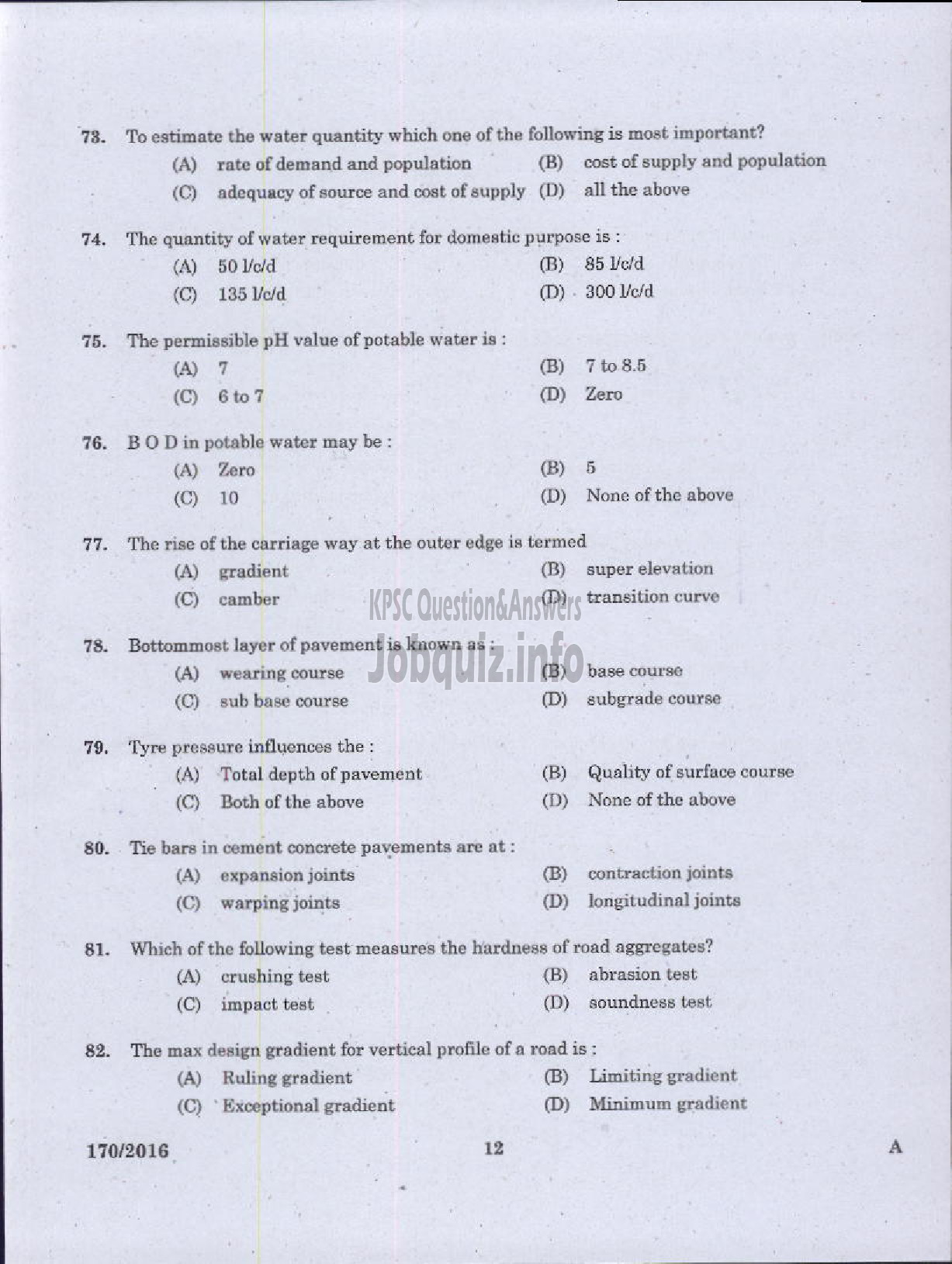 Kerala PSC Question Paper - LECTURER IN CIVIL ENGINEERING GOVT POLYTECHNICS TECHNICAL EDUCATION-10