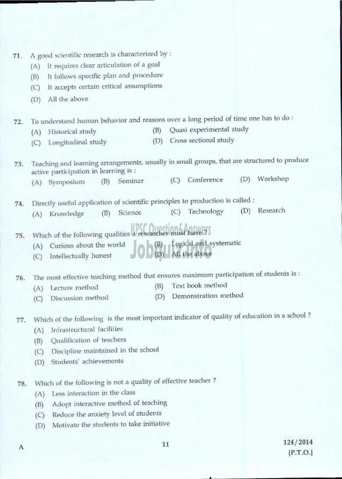 Kerala PSC Question Paper - LECTURER IN COMMERCE KERALA COLLEGIATE EDUCATION-9