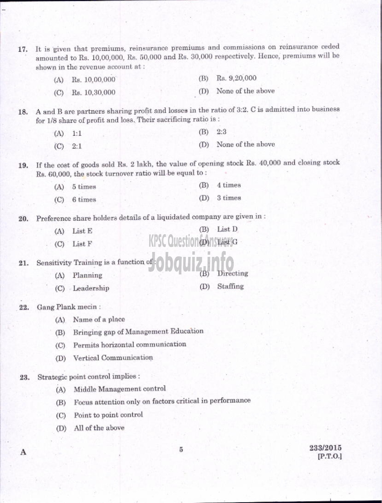 Kerala PSC Question Paper - LECTURER IN COMMERCE TECHNICAL EDUCATION-3