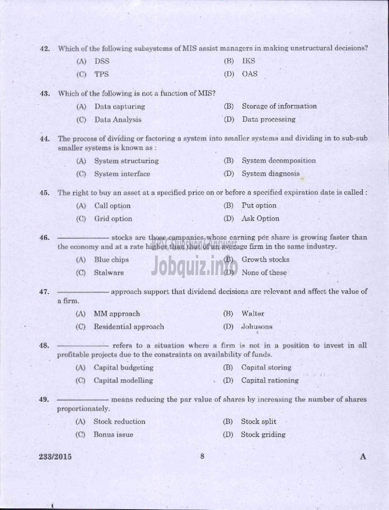 Kerala PSC Question Paper - LECTURER IN COMMERCE TECHNICAL EDUCATION-6