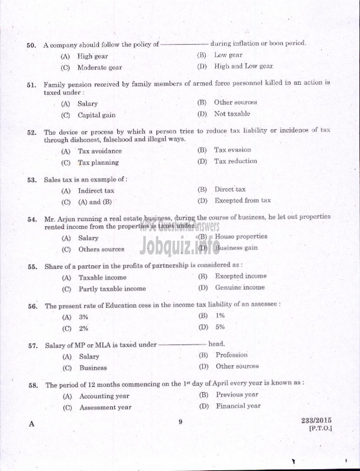 Kerala PSC Question Paper - LECTURER IN COMMERCE TECHNICAL EDUCATION-7
