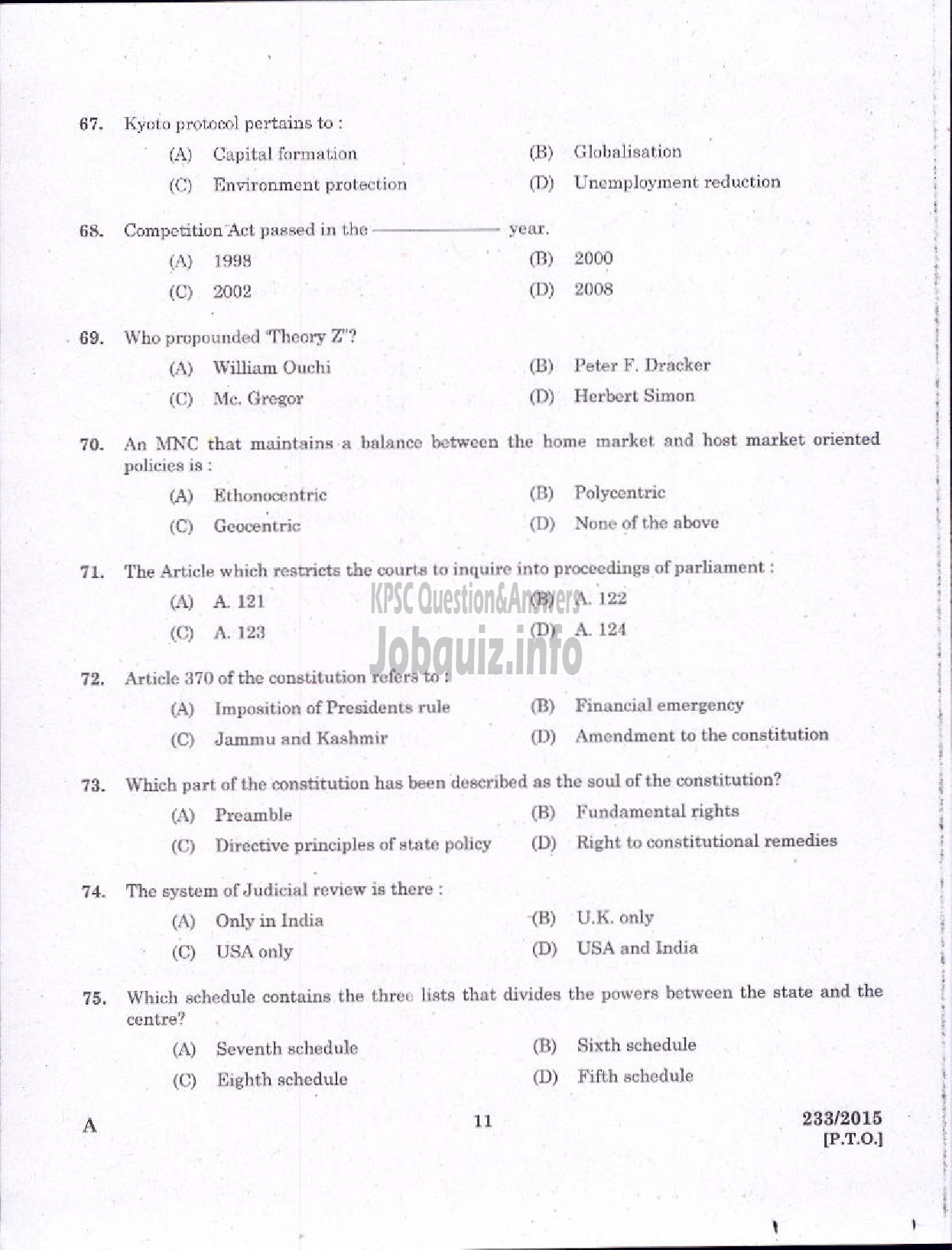 Kerala PSC Question Paper - LECTURER IN COMMERCE TECHNICAL EDUCATION-9