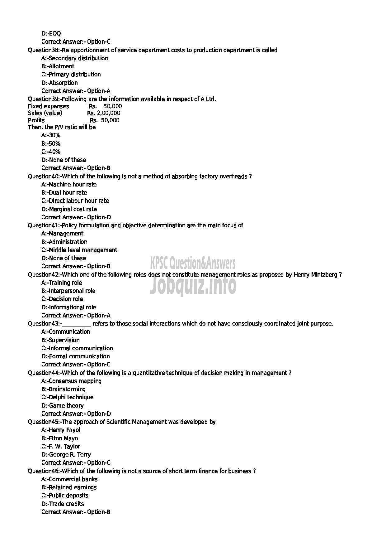 Kerala PSC Question Paper - LECTURER IN COMMERCIAL PRACTICE NCA KERALA TECHNICAL EDUCATION-5