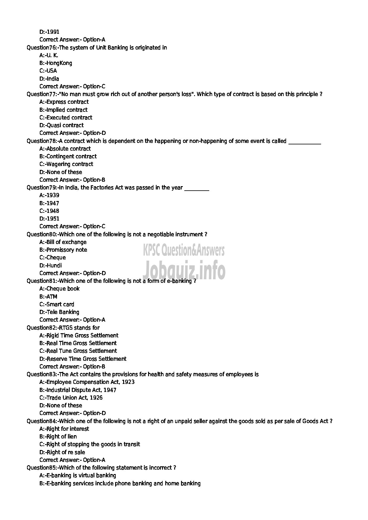 Kerala PSC Question Paper - LECTURER IN COMMERCIAL PRACTICE NCA KERALA TECHNICAL EDUCATION-9